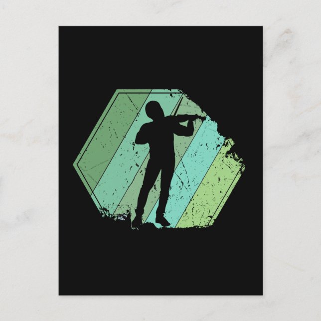 Violine Player Retro Postkarte (Vorderseite)
