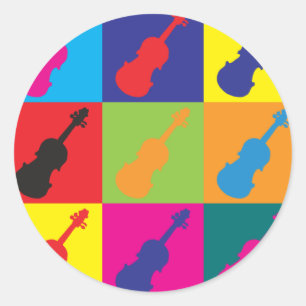 Violine Pop Art Runder Aufkleber