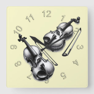 Violine Quadratische Wanduhr