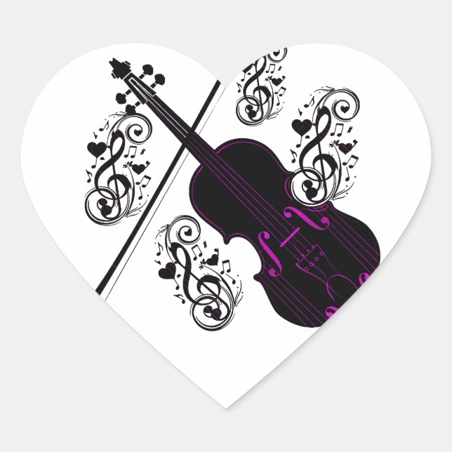 Violine, Rocking-Liebe_ Herz-Aufkleber (Vorderseite)