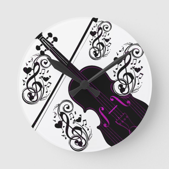 Violine, Rocking-Liebe_ Runde Wanduhr (Vorderseite)