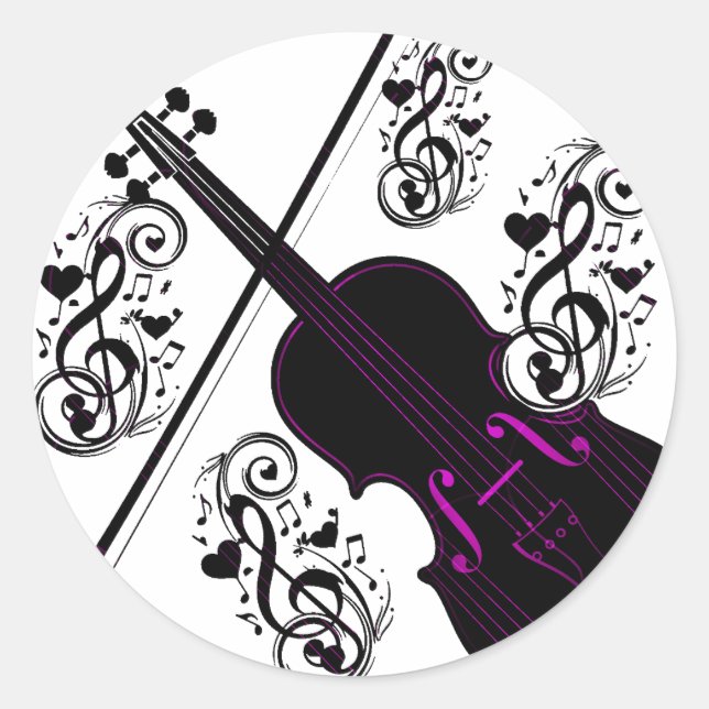 Violine, Rocking-Liebe_ Runder Aufkleber (Vorderseite)