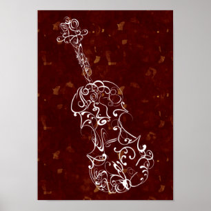 Violine Scrawl White auf Deep Red Large Speckles Poster