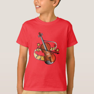 Violine und Bogen mit Anmerkungen und Sternen T-Shirt