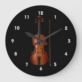 Violine und Bogen-realistische Grafik Runde Wanduhr