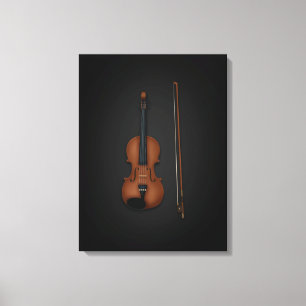 Violine und Bow Seite auf 18x24 Schwarz Leinwanddruck
