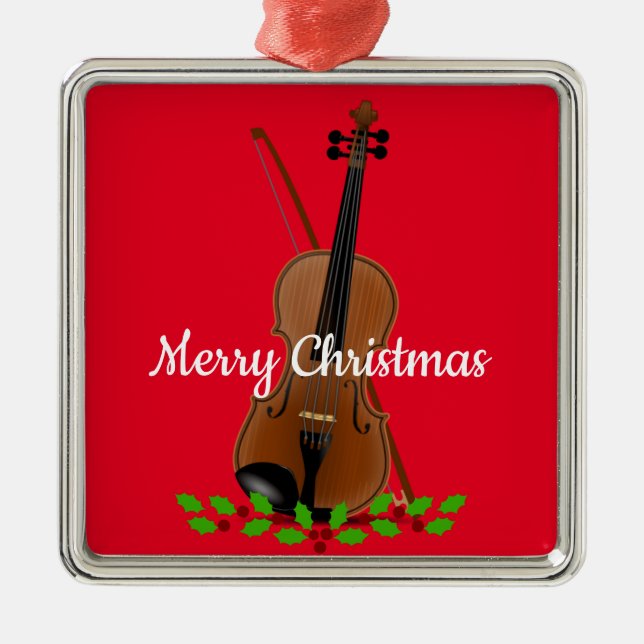 Violine und Bow Weihnachtsgestalterei Ornament Aus Metall (Vorne)