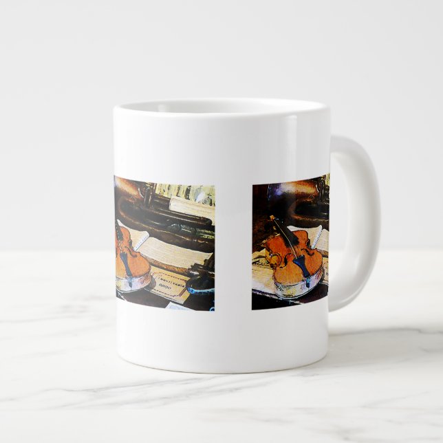 Violine und Bugle Jumbo-Tasse (Vorderseite Rechts)
