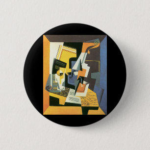 Violine und Glas von Juan Gris, Vintage-Kubismus Button