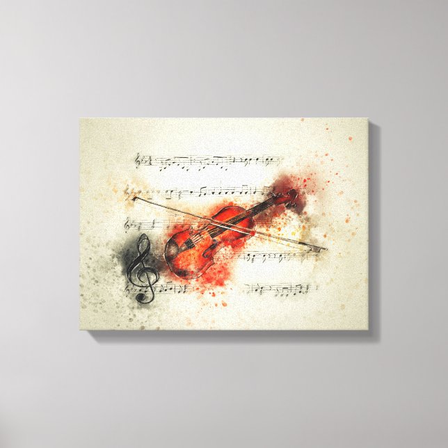 Violine und Musikblatt Vintag Leinwanddruck (Vorderseite)