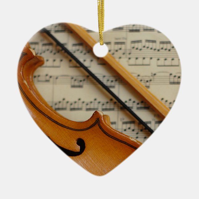 Violine und Noten Keramik Ornament (Vorne)