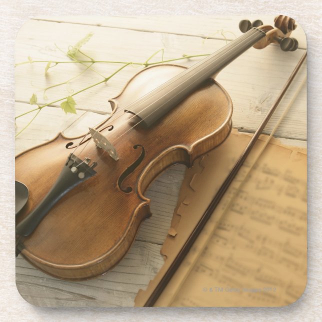 Violine und Noten Untersetzer (Vorderseite)