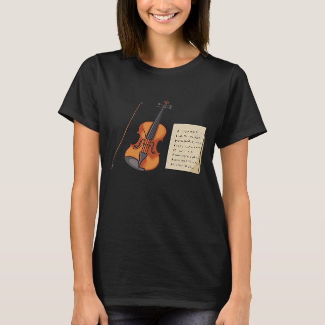Violine und Notengewinnerei T-Shirt (Vorderseite)