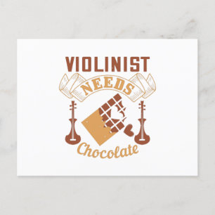 Violine - Violinist Needs Chocolate Postkarte
