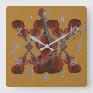Violinen - drehen Sie zurück die Zeit abstoppen Quadratische Wanduhr