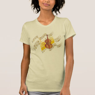 Violinen-GoldMusiknoten-Strudel-Creme-T - Shirt