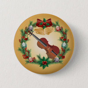 Violinen-Musik-WeihnachtsKranz-Musiker-Geschenk Button