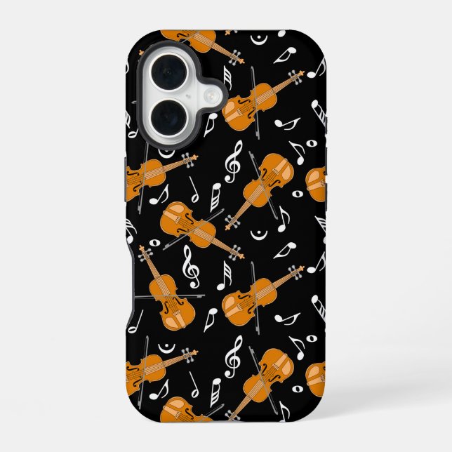 Violinen Notenmuster iPhone 16 Hülle (Rückseite)