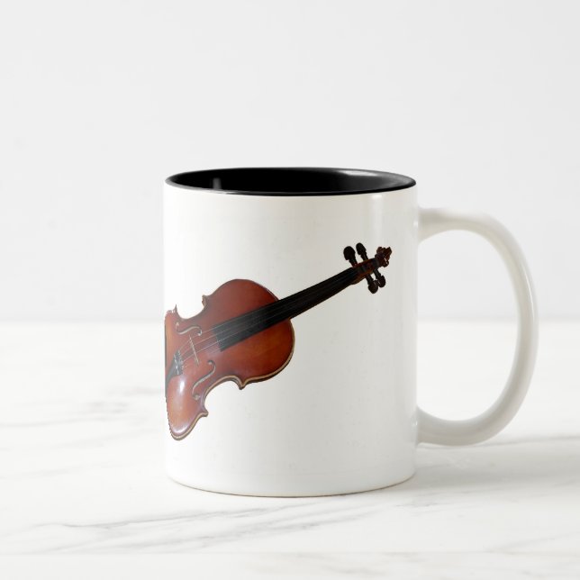 Violinen-Tasse - können Sie die Musik hören? Zweifarbige Tasse (Rechts)