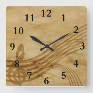 Violinenschlüssel Quadratische Wanduhr