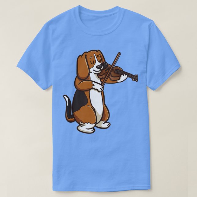 Violinist Beagle Hund Violine Player T-Shirt (Design vorne)