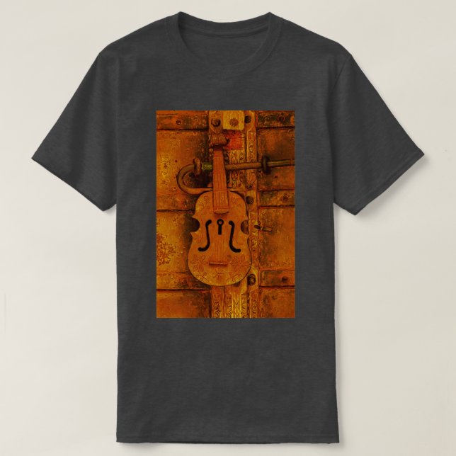 Violinist house Violin shaped rusty old door lock T-Shirt (Design vorne)