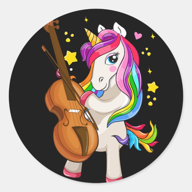 Violinist Unicorn Viola Viola Player Music Lover Runder Aufkleber (Vorderseite)