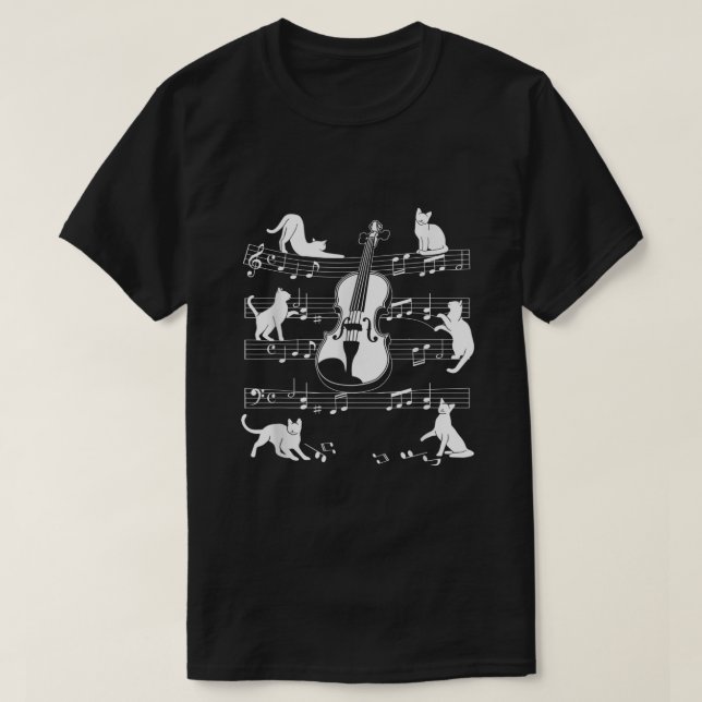 Violinistin Katzen für katzenliebende Violinspiele T-Shirt (Design vorne)