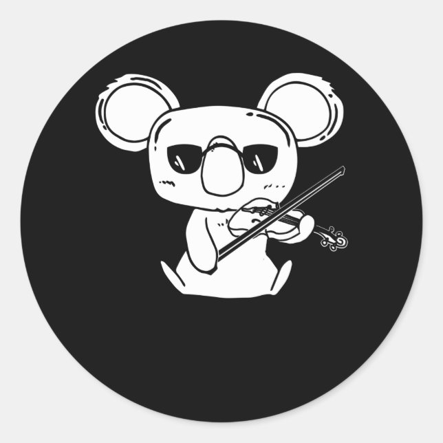 Violinistin Koala mit Violine Runder Aufkleber (Vorderseite)