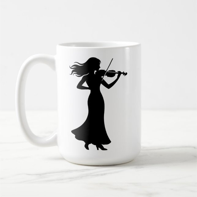 Violinistin Silhouette Dame Kaffeetasse (Links)