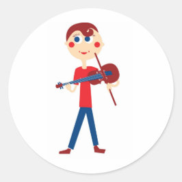 Violinjunge Runder Aufkleber