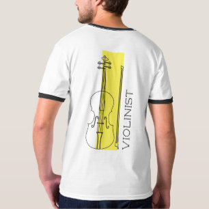 Violinminimalistin schwarze Kontur + gelbe Violini T-Shirt