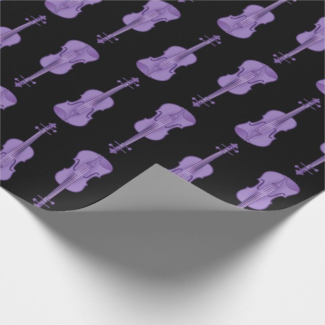 Violinmuster - Lavendel und Schwarz Geschenkpapier (Ecke)