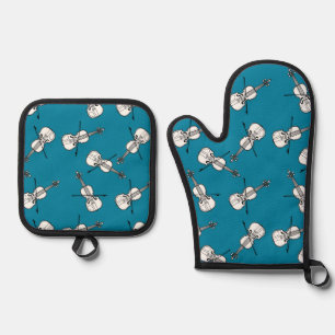 Violinmuster Ofenhandschuh & Topflappen-Set