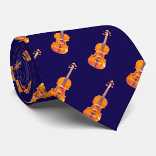 Violins Musikinstrument Gemustert Navy Blue Krawatte
