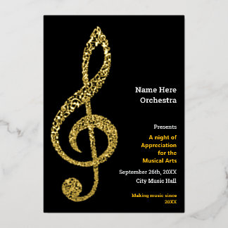 Violinschlüssel Elegant Minimal Gold Musiknoten Te Folieneinladung
