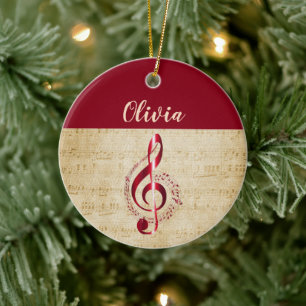 Violinschlüssel Rot Vintage Musik Name Keramik Ornament