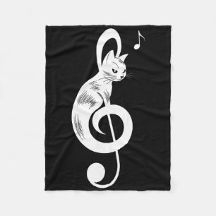 Violinschlüssel schwarze Katze Musik Kätzchen Note Fleecedecke
