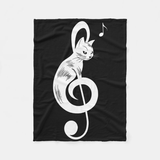 Violinschlüssel schwarze Katze Musik Kätzchen Note Fleecedecke (Vorderseite)