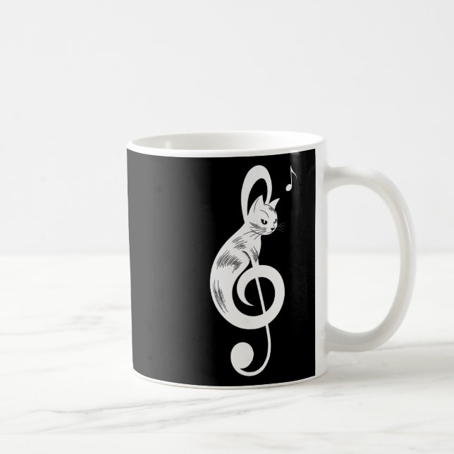 Violinschlüssel Schwarze Katze Musik Kätzchen Note Kaffeetasse (Rechts)