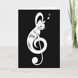 Violinschlüssel Schwarze Katze Musik Kätzchen Note Karte