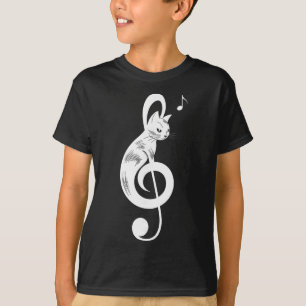 Violinschlüssel Schwarze Katze Musik Kätzchen Note T-Shirt