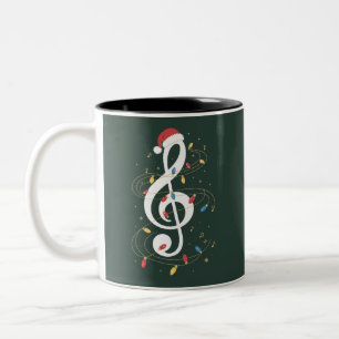 Violinschlüssel-Weihnachtsbeleuchtung Musikliebhab Zweifarbige Tasse