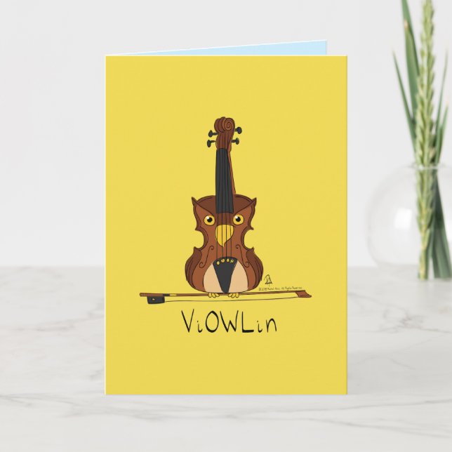 ViOWLin Funny Violin Grußkarte für Musik Karte (Vorderseite)