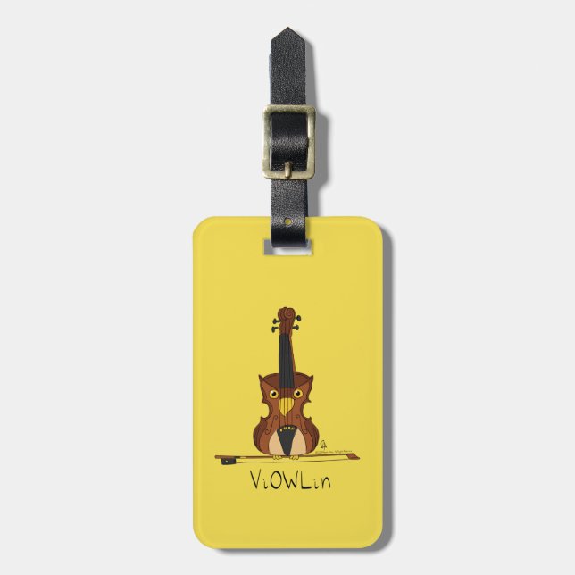 ViOWLin Violin Owl Music Instrument Bag Tag Gepäckanhänger (Vorderseite vertikal)