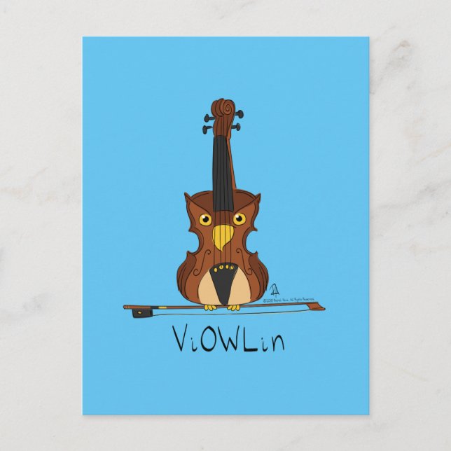 ViOWLin Violin Schüssel Postkarte (Vorderseite)