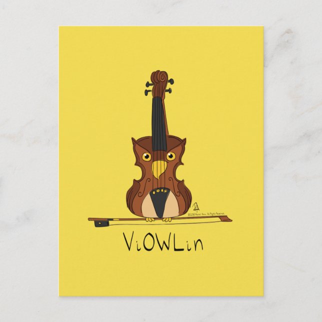 ViOWLin Violin Schüssel Postkarte (Vorderseite)