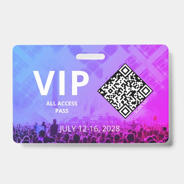 VIP Access Pass QR Code Ereignis Horizontal Ausweis (Vorderseite)