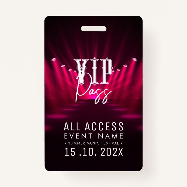 VIP All Access Event Ausweis (Vorderseite)