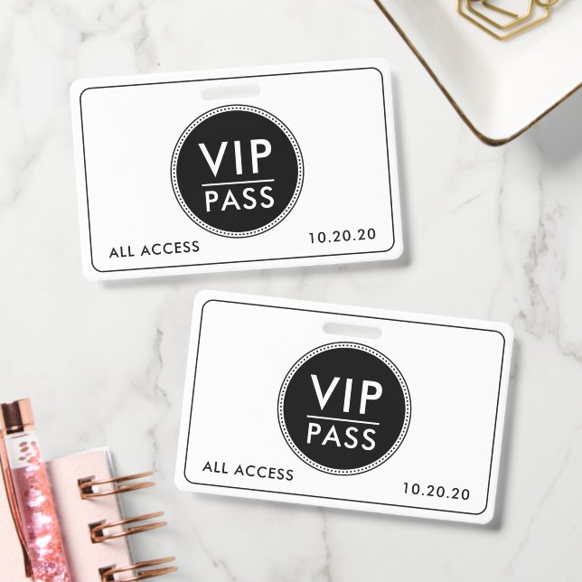 VIP All Access Event Black White Ausweis (Büro)